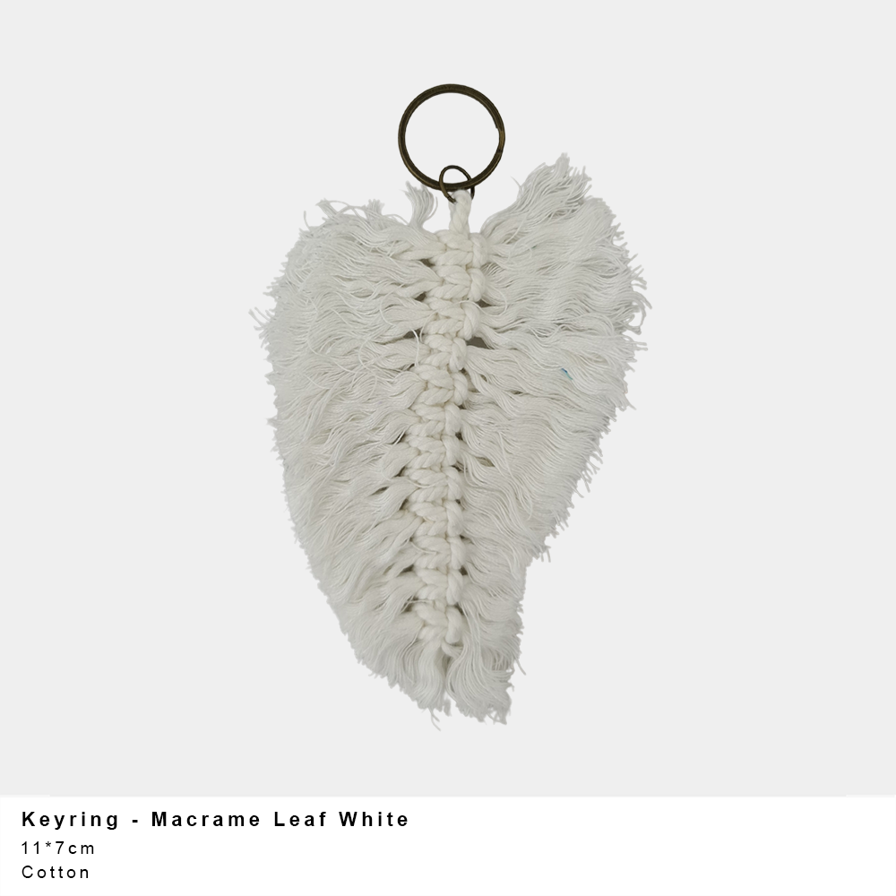 Macrame Leaf Keyring – Handmade Cotton (Multiple Colours)