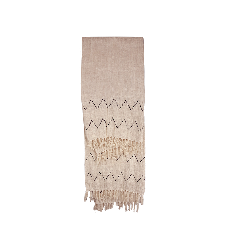 Zig Zag Stitch Throw - Black Accent