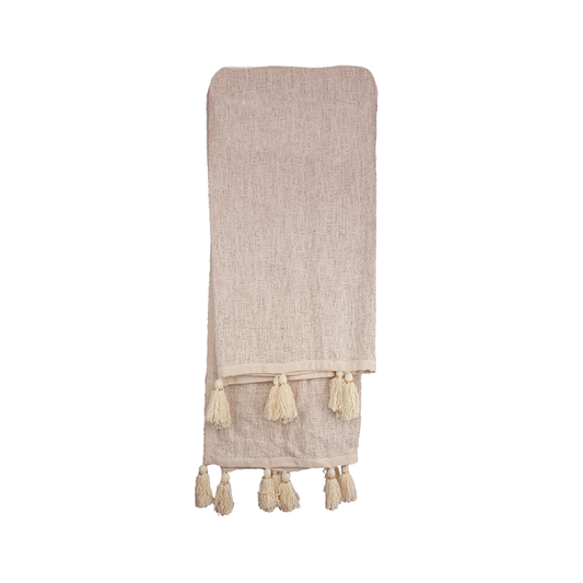 Beaded Tassel Throw - Creme Accent