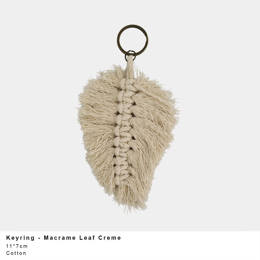 Macrame Leaf Keyring – Handmade Cotton (Multiple Colours)