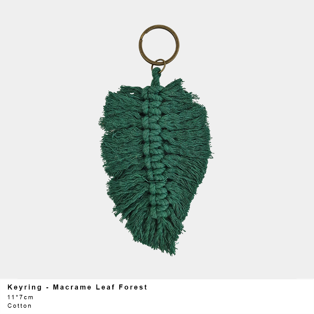Macrame Leaf Keyring – Handmade Cotton (Multiple Colours)