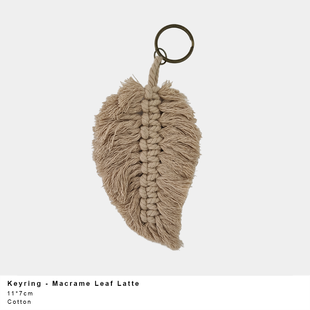 Macrame Leaf Keyring – Handmade Cotton (Multiple Colours)