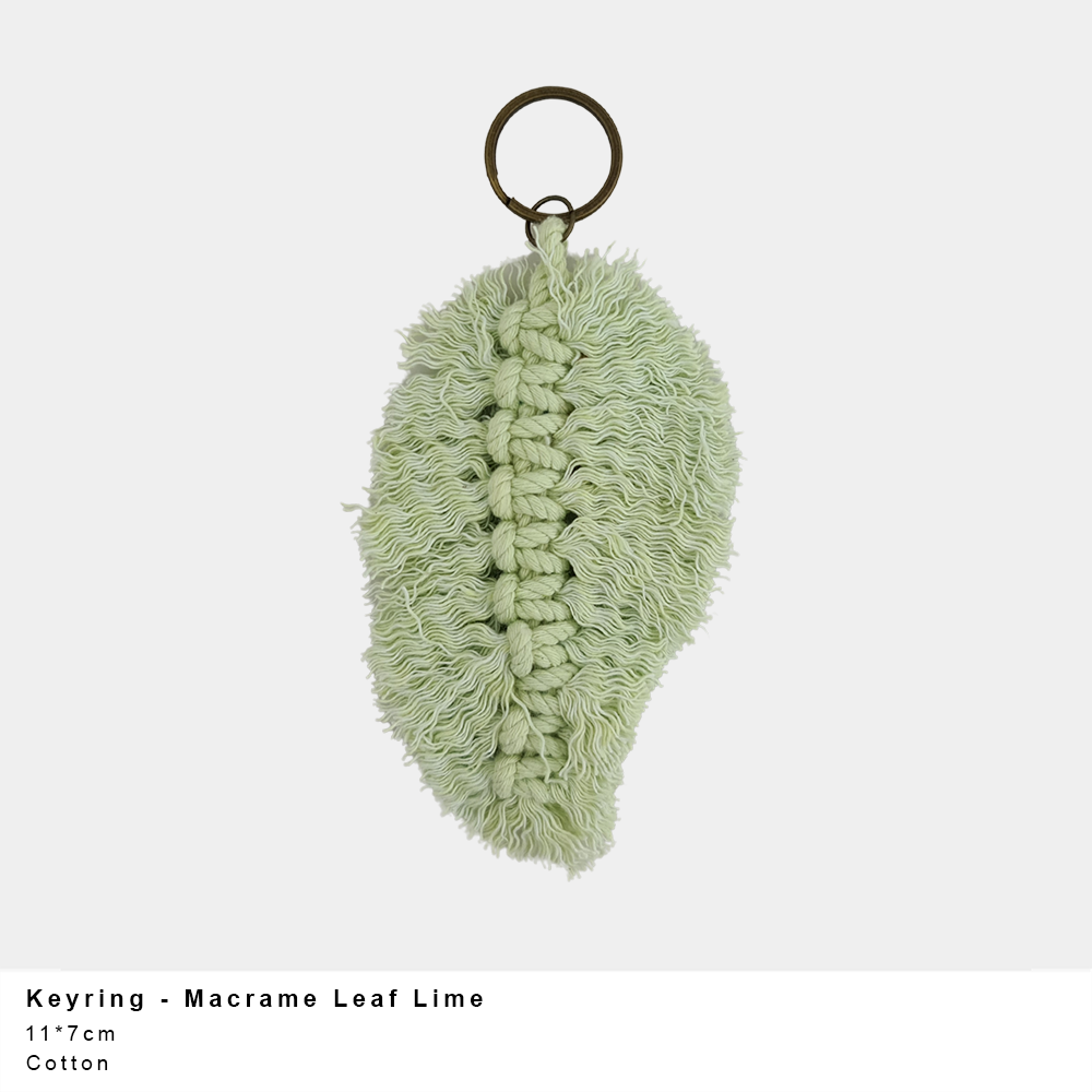 Macrame Leaf Keyring – Handmade Cotton (Multiple Colours)