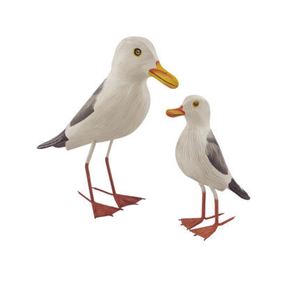 Hand-Carved Wooden Seagull – Painted Coastal Bird (2 Sizes)