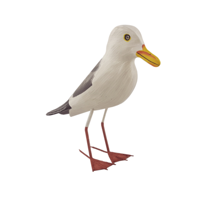 Hand-Carved Wooden Seagull – Painted Coastal Bird (2 Sizes)