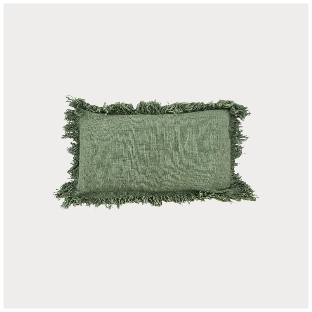 Fringed Green Cushions