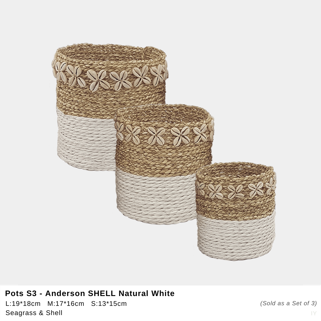Anderson Shell Pot - White/Natural