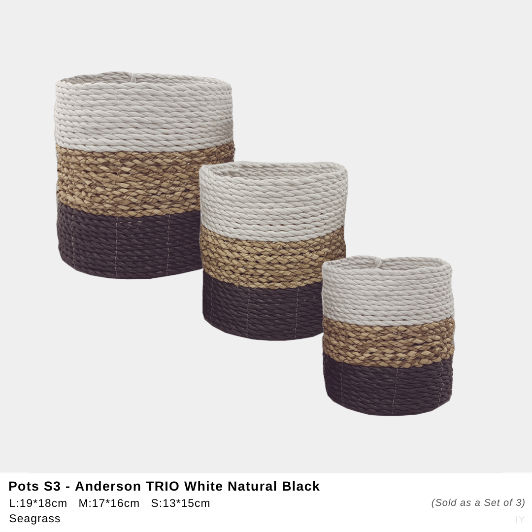Anderson Pot Trio - White/Natural/Black