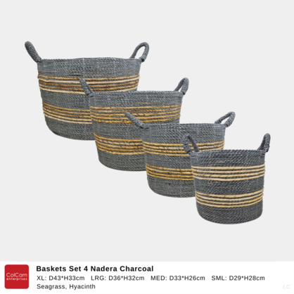 Baskets Set 4 Nadera Charcoal