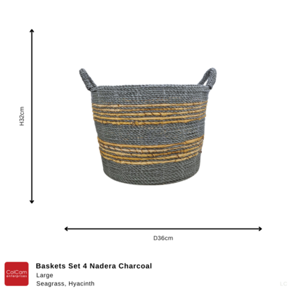 Baskets Set 4 Nadera Charcoal