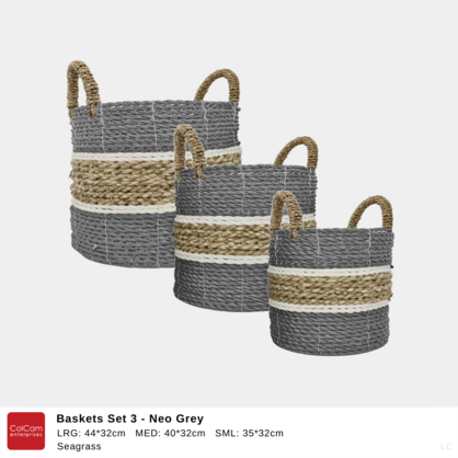 Baskets Set 3 Neo Grey