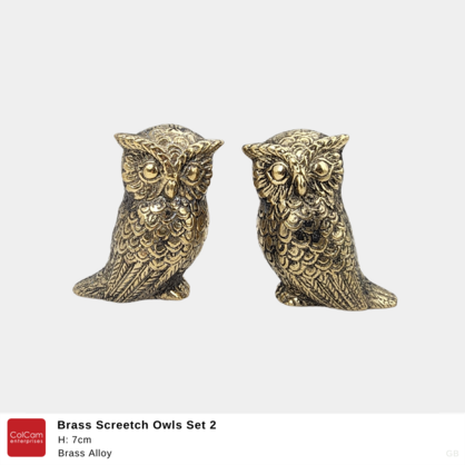 Brass Owl Pair – Handcrafted Figurines (Set of 2)