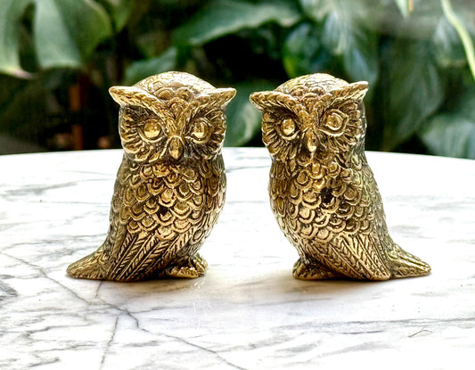 Brass Owl Pair – Handcrafted Figurines (Set of 2)