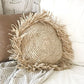 Round Raffia Fringed Cushion - Natural