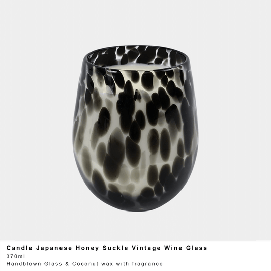Vintage Wine Glass Candle - Monochrome Japanese Honey Suckle