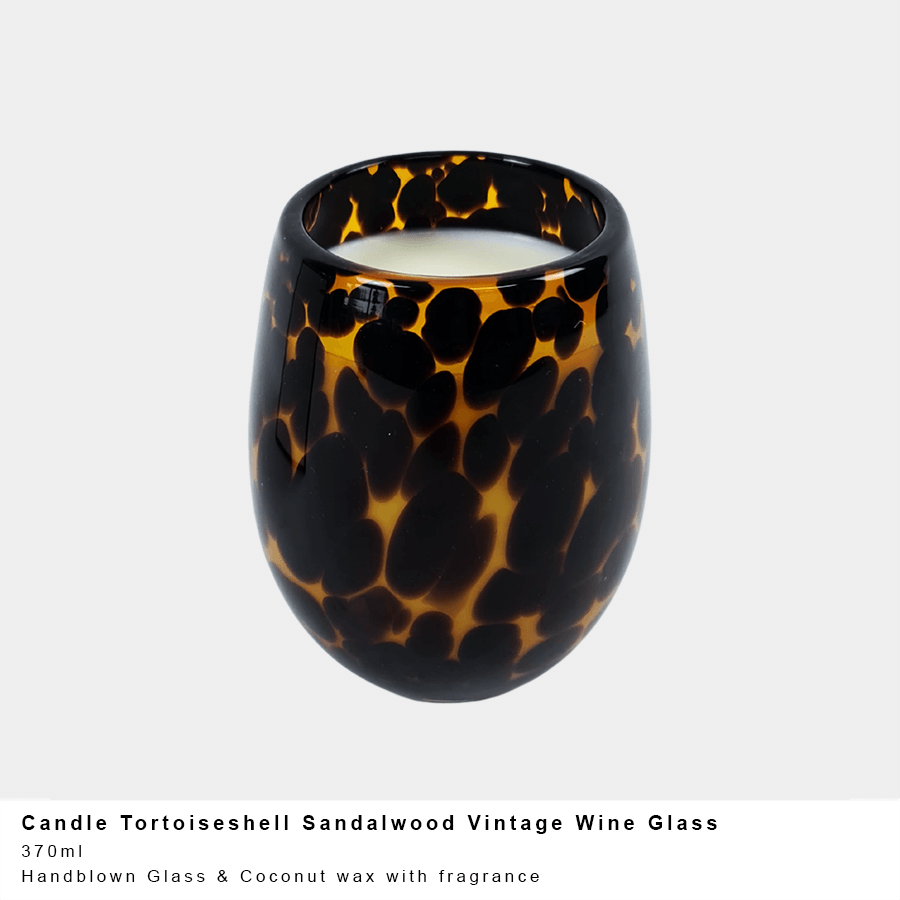 Vintage Wine Glass Candle - Tortoiseshell Sandalwood